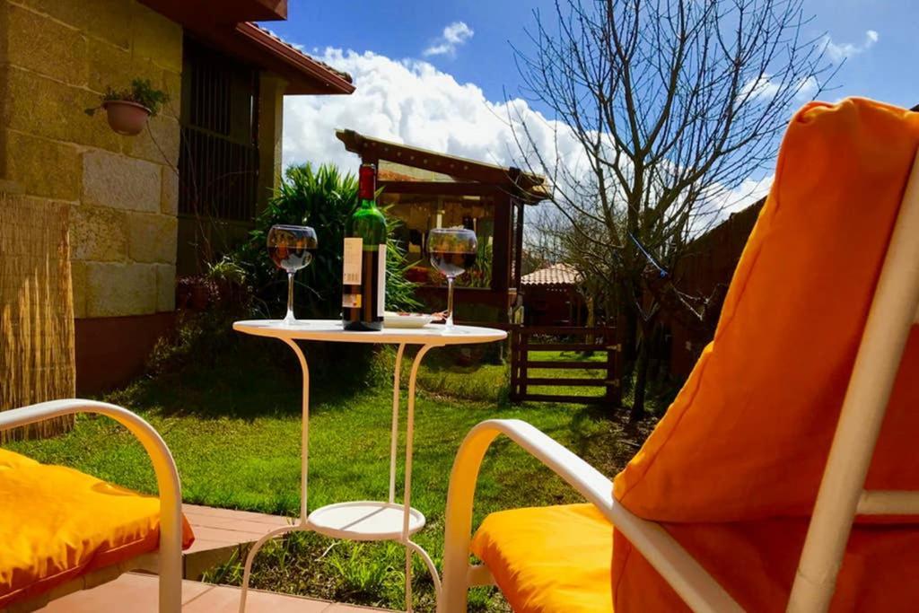 Tranquila Casita De Invitados En Vigo Con Chimenea Exterior foto